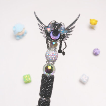 Angel Wings Black Rhinestone Pen Vintage - Image 3