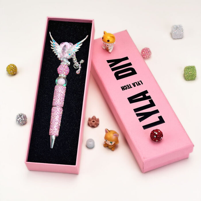 Angel Wings Pink Rhinestone Pen Vintage - Image 2