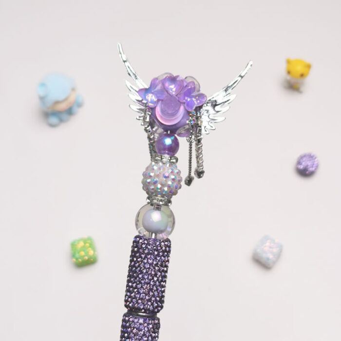 Angel Wings Purple Rhinestone Pen Vintage - Image 3