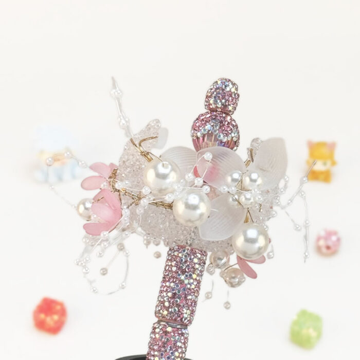 Artificial Flowers With Pearls Pink Rhinestone Pen Vintage - Image 2