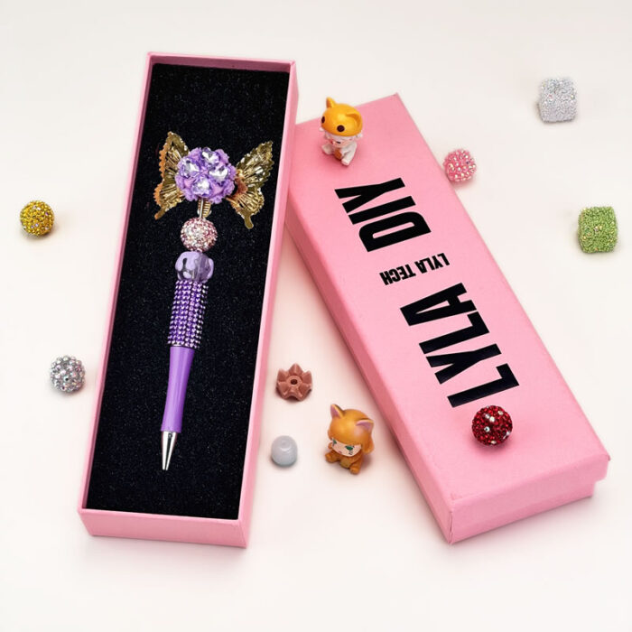 Butterfly Purple Half Rhinestone Pen Vintage - Image 2