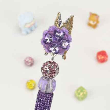 Butterfly Purple Half Rhinestone Pen Vintage - Image 4