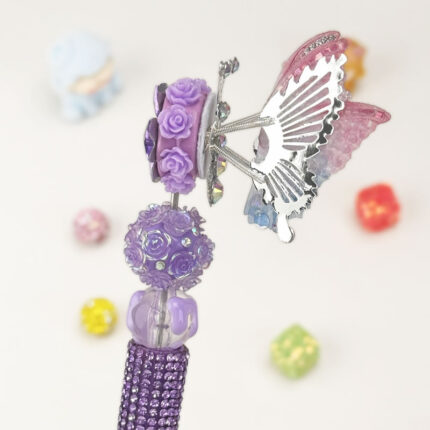 Butterfly Purple Half Rhinestone Pen Vintage2 - Image 3