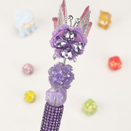 Butterfly Purple Half Rhinestone Pen Vintage2 - Image 4