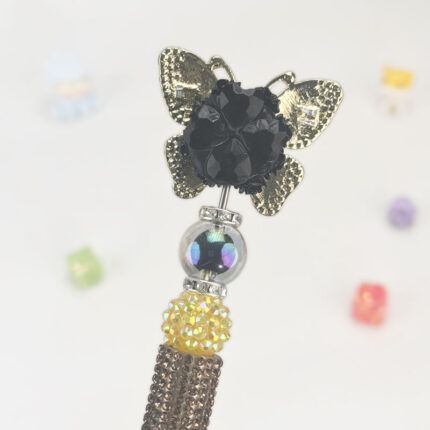 Butterfly With Pearl Gloden Half Rhinestone Pen Vintage - Image 3