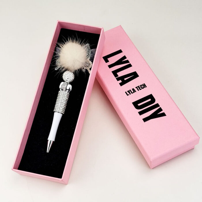 Butterfly With Pom Pom Sliver Half Rhinestone Pen Vintage - Image 2