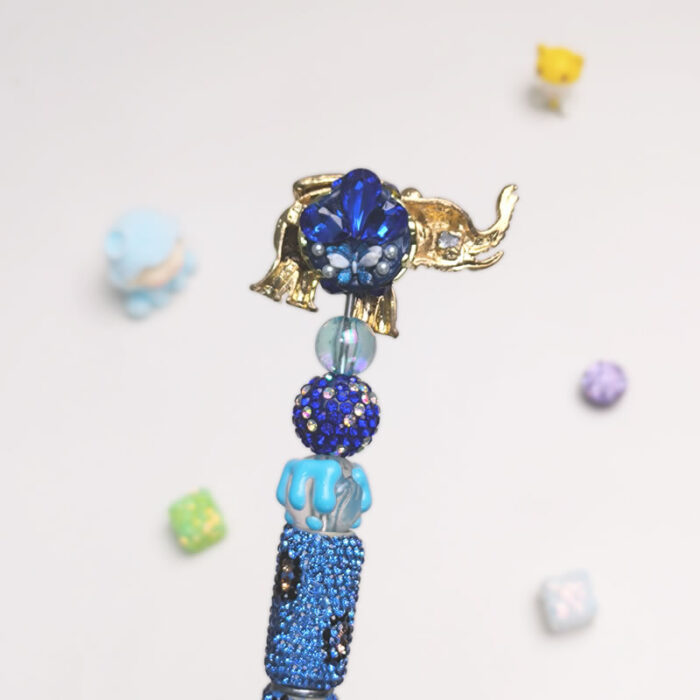 Elephant Blue Rhinestone Pen Vintage - Image 3