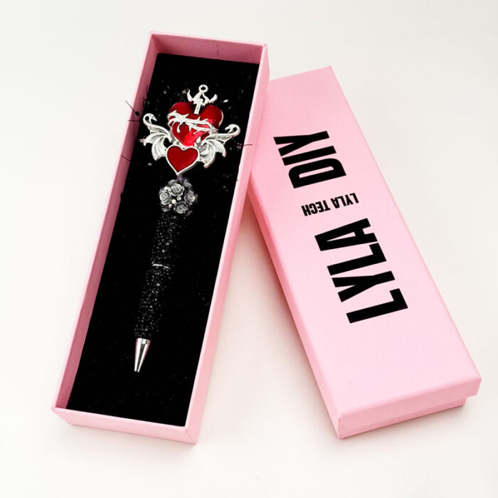 Eternal Heart Black Rhinestone Pen Vintage - Image 2