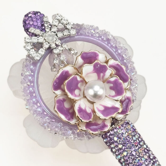 Fake Flower Purple Rhinestone Pen Vintage - Image 2