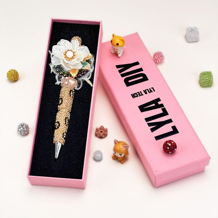 Fake Flower White Rhinestone Pen Vintage - Image 5