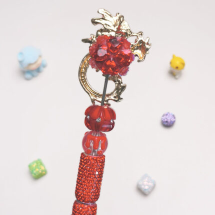 Fire Dragon Red Rhinestone Pen Vintage - Image 3