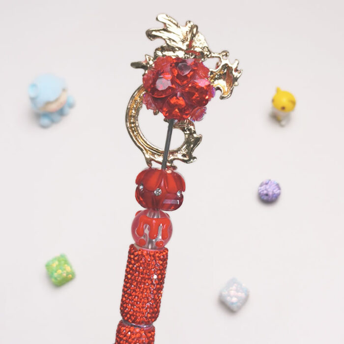Fire Dragon Red Rhinestone Pen Vintage - Image 3