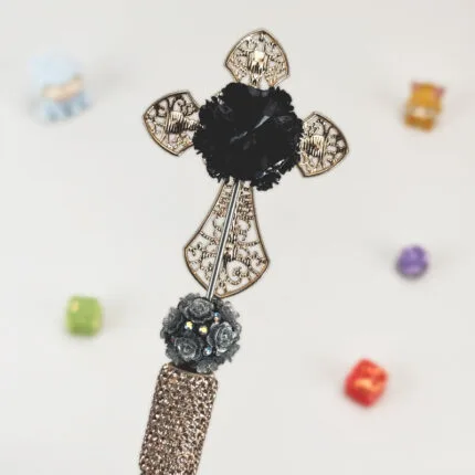 Hollow Cross Golden Rhinestone Pen Vintage - Image 3