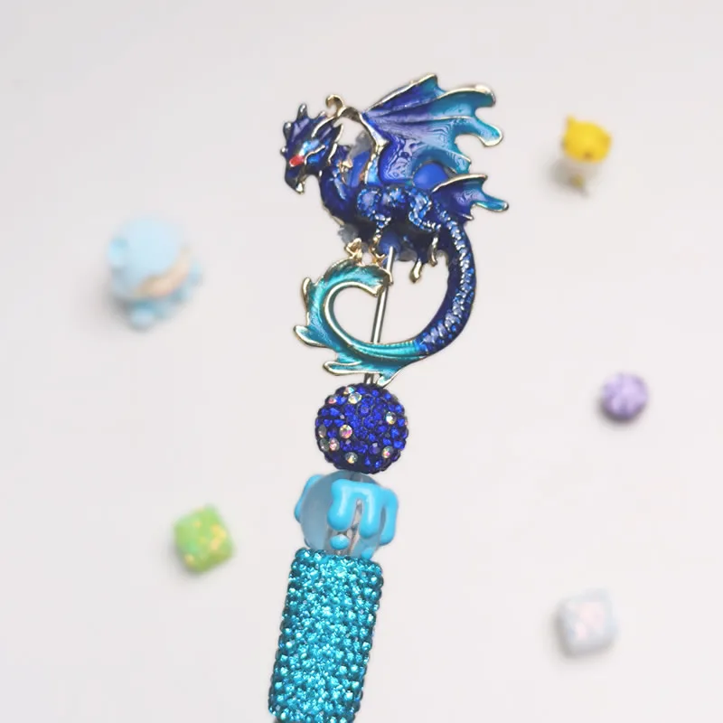 Ice Dragon Sky Blue Rhinestone Pen Vintage - Image 1