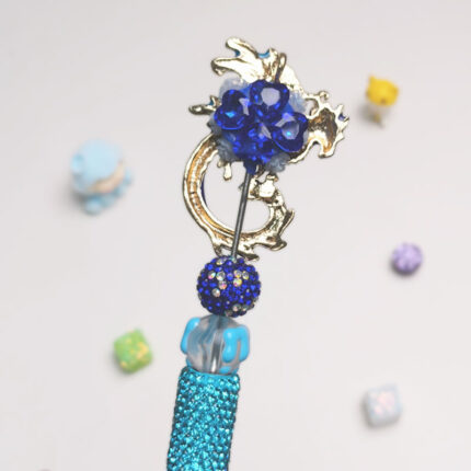 Ice Dragon Sky Blue Rhinestone Pen Vintage - Image 3