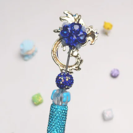 Ice Dragon Sky Blue Rhinestone Pen Vintage - Image 3