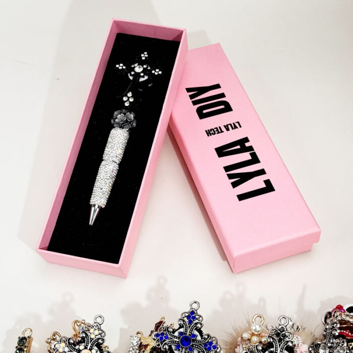 Iron Art Cross Black Rhinestone Pen Vintage A - Image 2