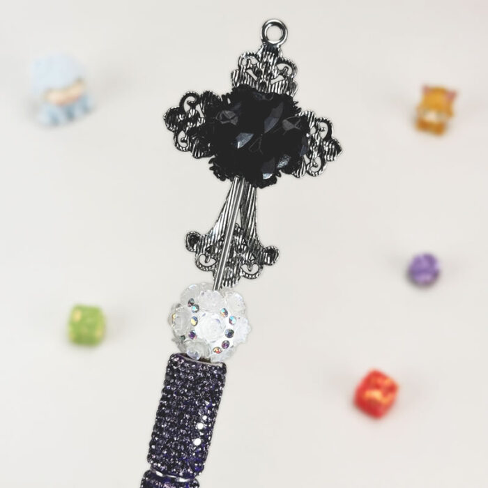 Iron Art Cross Purple Rhinestone Pen Vintage - Image 3