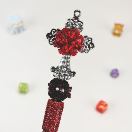 Iron Art Cross Red Rhinestone Pen Vintage - Image 3
