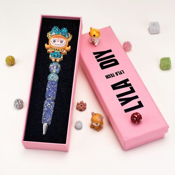Labubu L5 Blue Rhinestone Pen Popmart - Image 2