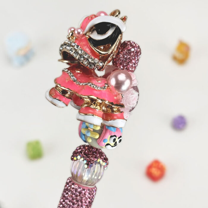 Lion Dance Pink Rhinestone Pen Chinese Style - Image 3