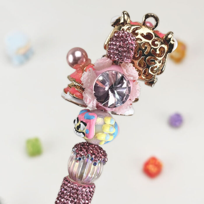 Lion Dance Pink Rhinestone Pen Chinese Style - Image 4