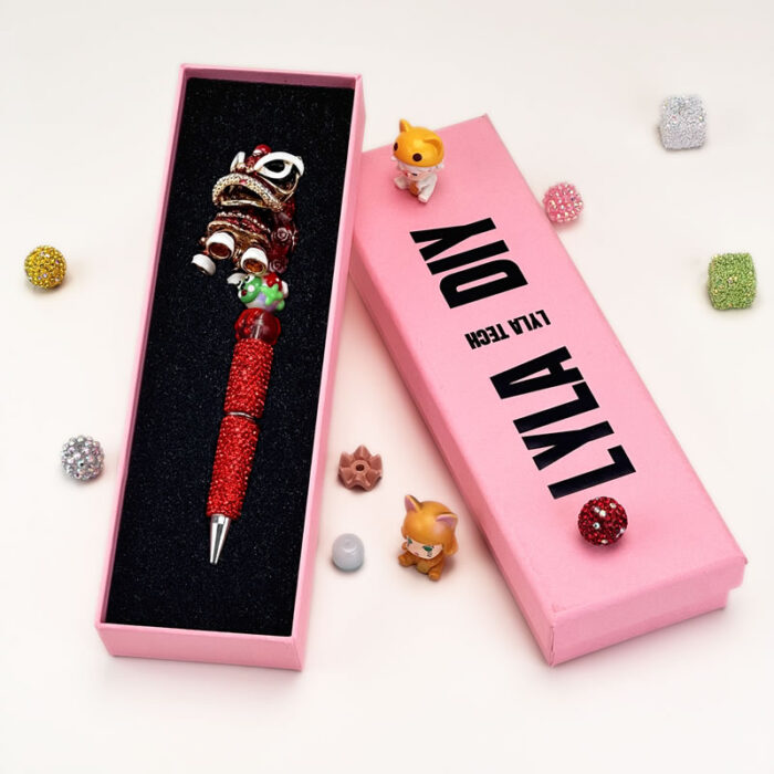 Lion Dance Red Rhinestone Pen Chinese Style - Image 2