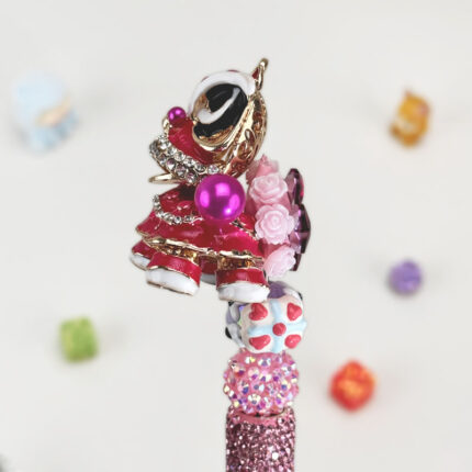 Lion Dance RoseRed Rhinestone Pen Chinese Style - Image 3