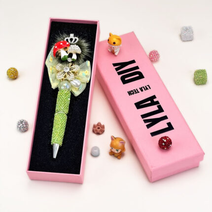 Mushroom Green Rhinestone Pen Vintage - Image 5