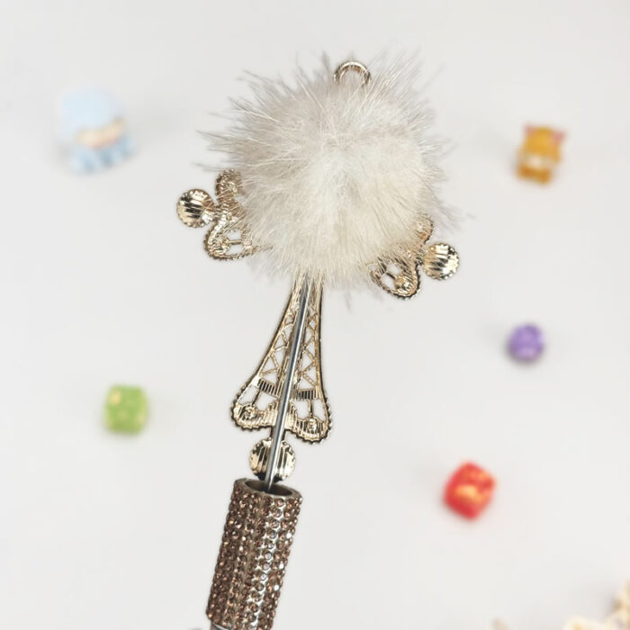 Pearl Cross Golden Half Rhinestone Pen - Image 3