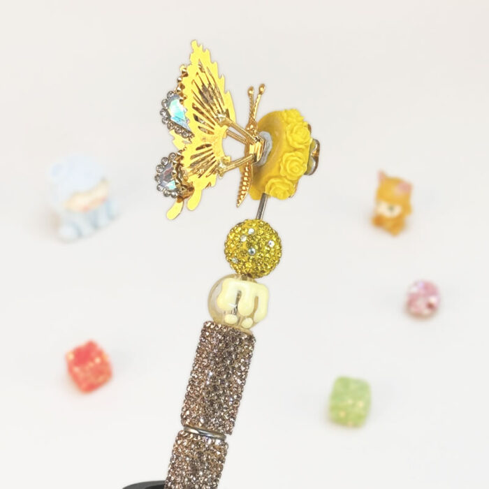 Rhinestone Butterfly Golden Rhinestone Pen Vintage - Image 2