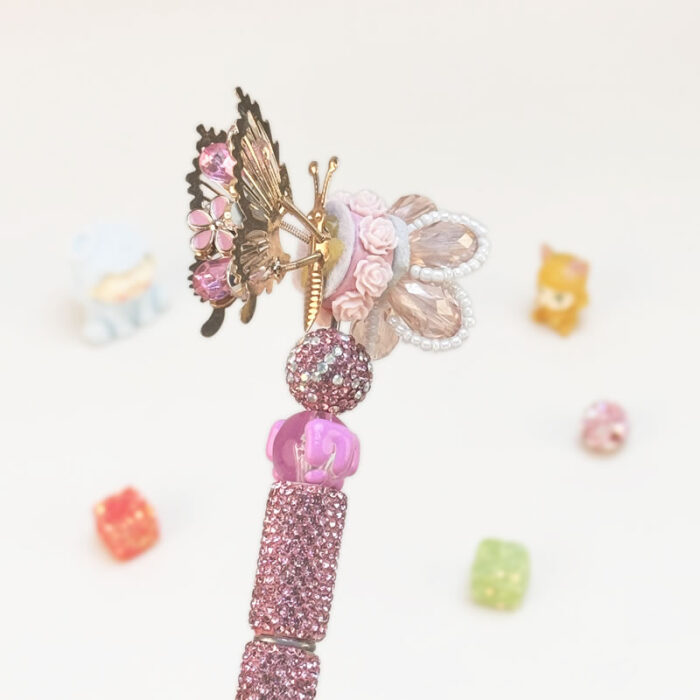Rhinestone Butterfly Pink Rhinestone Pen Vintage - Image 2