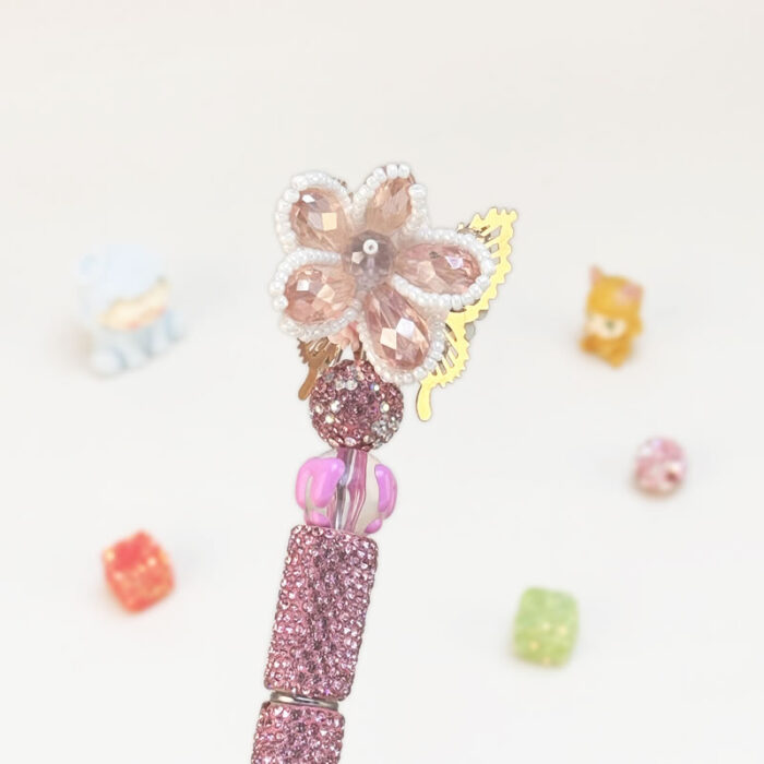 Rhinestone Butterfly Pink Rhinestone Pen Vintage - Image 3