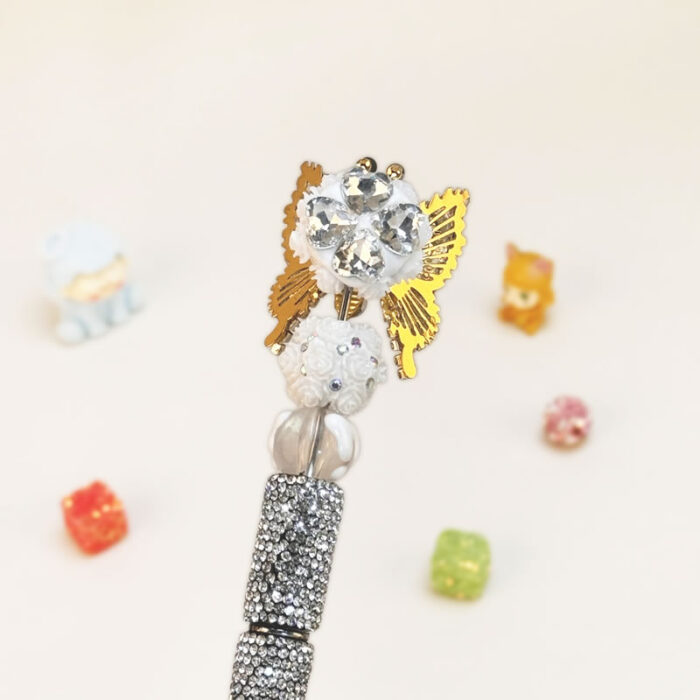 Rhinestone Butterfly Sliver Rhinestone Pen Vintage - Image 2