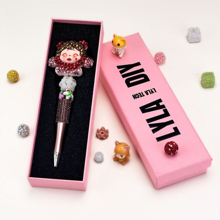 SP1 Pink Half Rhinestone Pen Popmart - Image 2