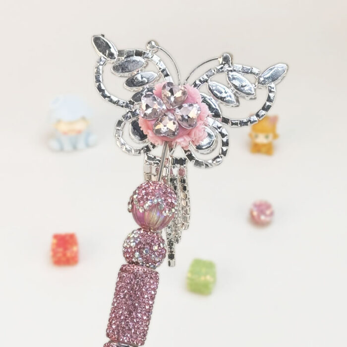 Butterfly Pink Rhinestone Pen Vintage - Image 2