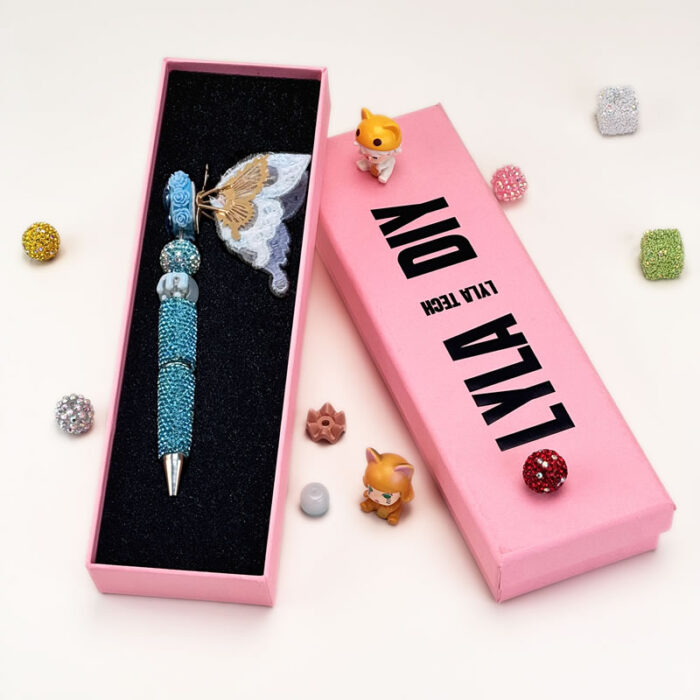 Butterfly Sky Blue Rhinestone Pen Vintage - Image 3