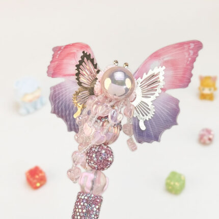 Butterfly With Pearls Pink Rhinestone Pen Vintage - Image 3