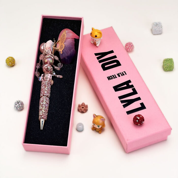 Butterfly With Pearls Pink Rhinestone Pen Vintage - Image 4