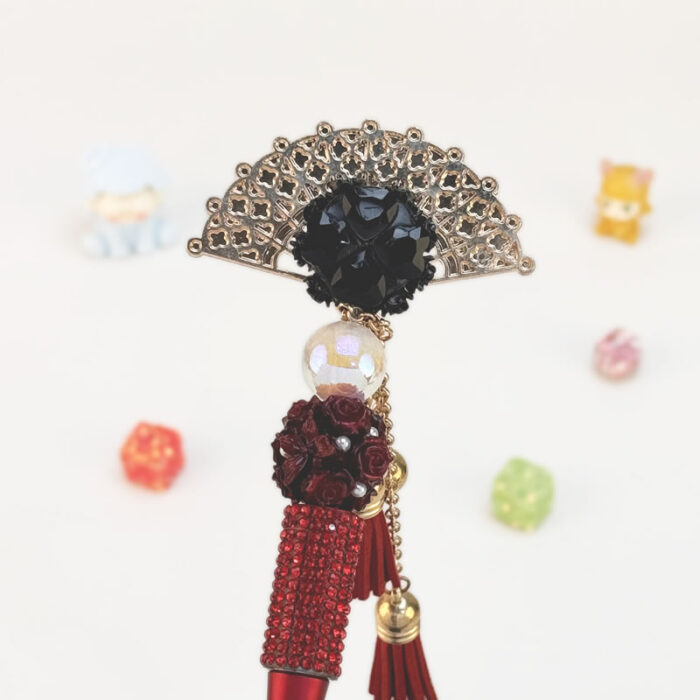 Fan Red Rhinestone Pen Vintage - Image 2