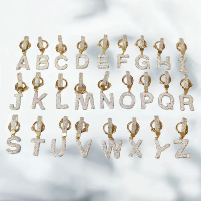 Letter Pendant Keychain Rhinestone Chains - Image 2