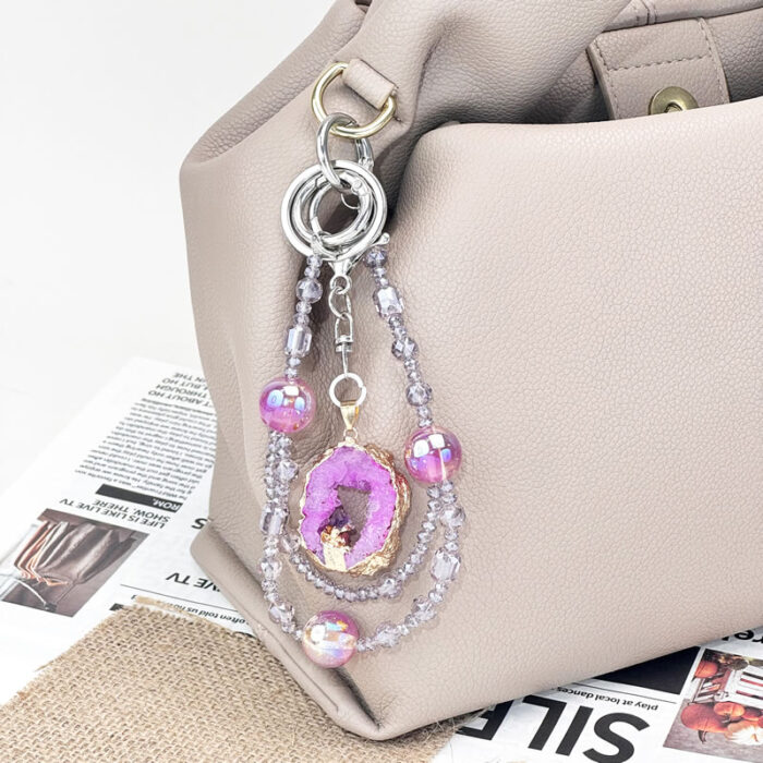 Amethyst Aura Charm DIY-Chain BagChain KeyChain - Image 2