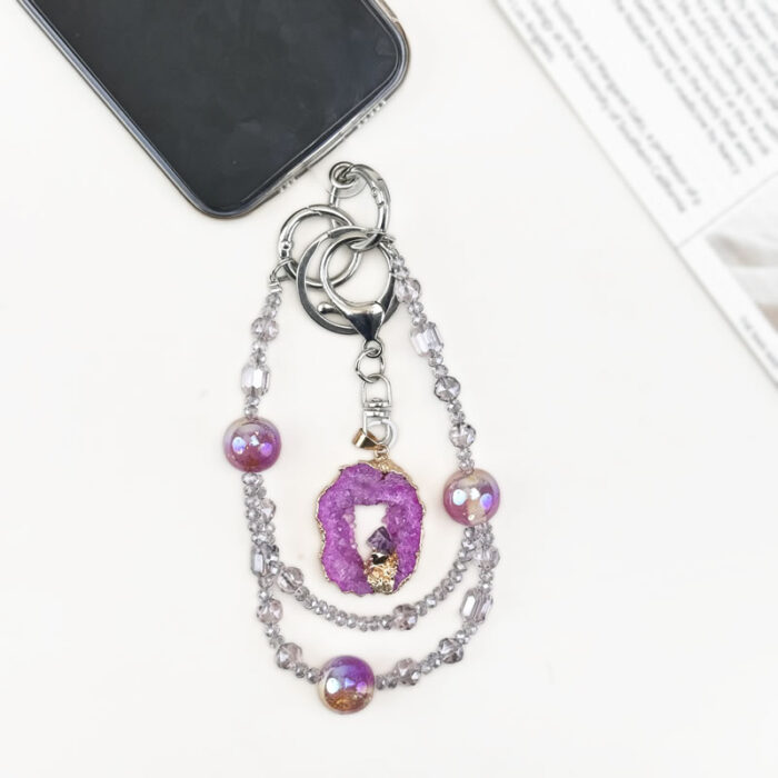 Amethyst Aura Charm DIY-Chain BagChain KeyChain - Image 3