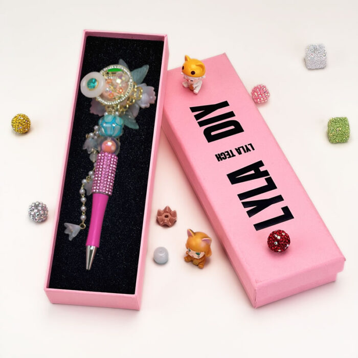 Artificial Flower Rose Pink Half Rhinestone Pen Fancy - Image 3