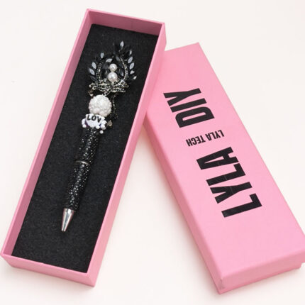 Black Rose Purple Crescent moon With Semi Rehinestone Beadable Pen - Image 3