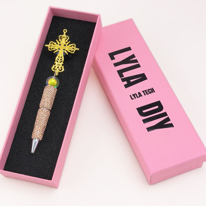Golden Bent Cross Semi Rhinestones Pen - Image 3