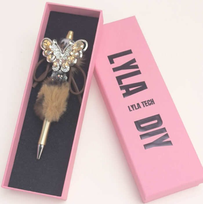 Golden&Silver Butterfly with Beadable Fuzzy Pen - Image 2