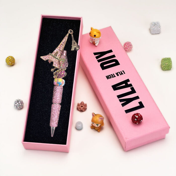 Pink eiffel towers&rhinestones beadble pens - Image 2
