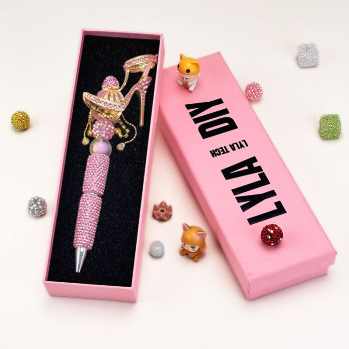 Pink Rhinestones High Heels Beadable Pen - Image 3