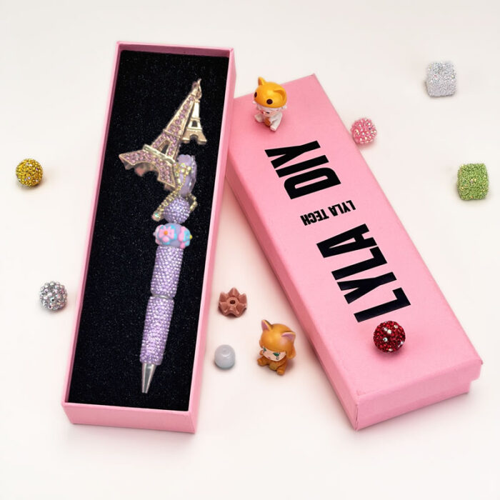 Purple eiffel towers&rhinestones beadble pens - Image 2